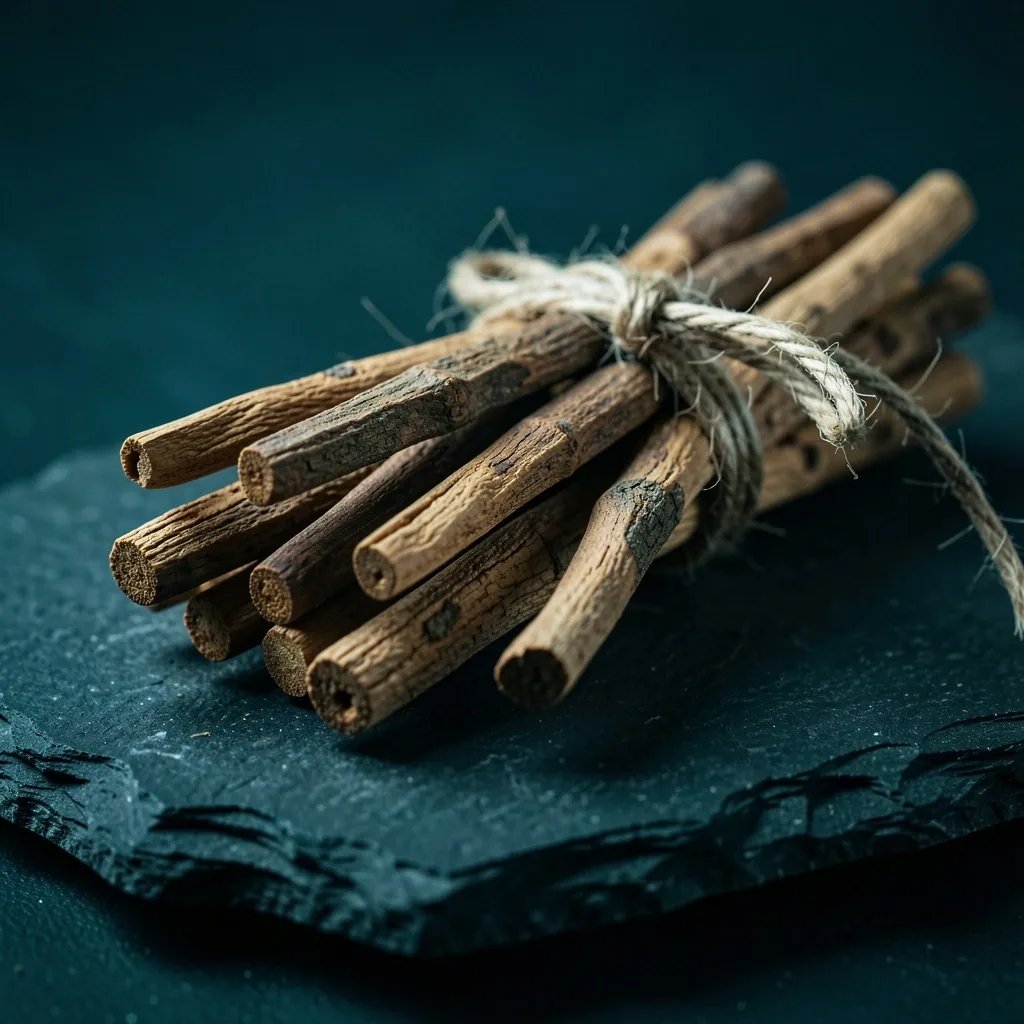 Close-up of Indonesian botanical root bark used in natural men's supplements