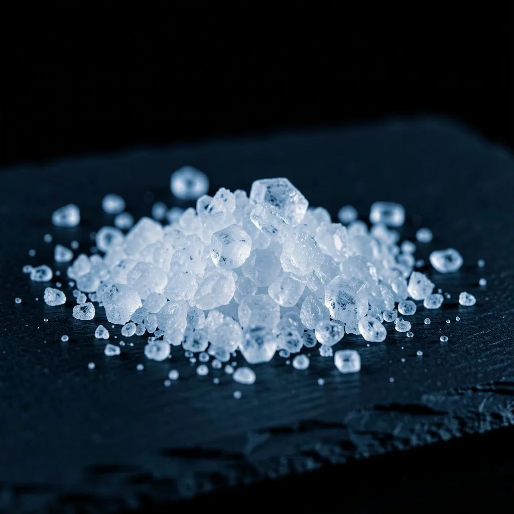 Crystalline vitamin structure under macro photography