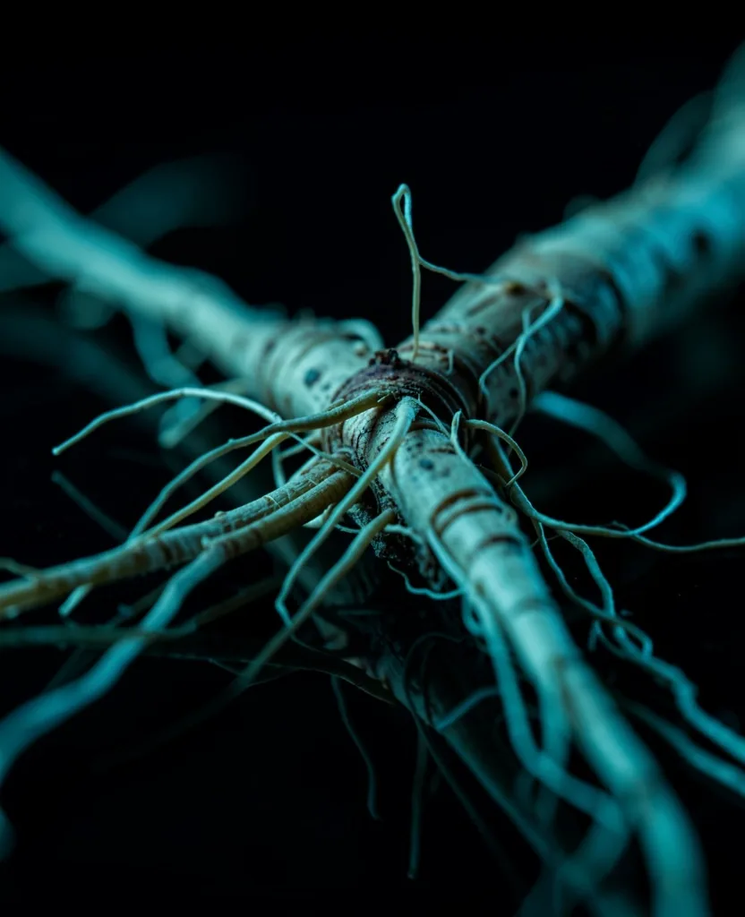 Macro botanical specimen on dark surface